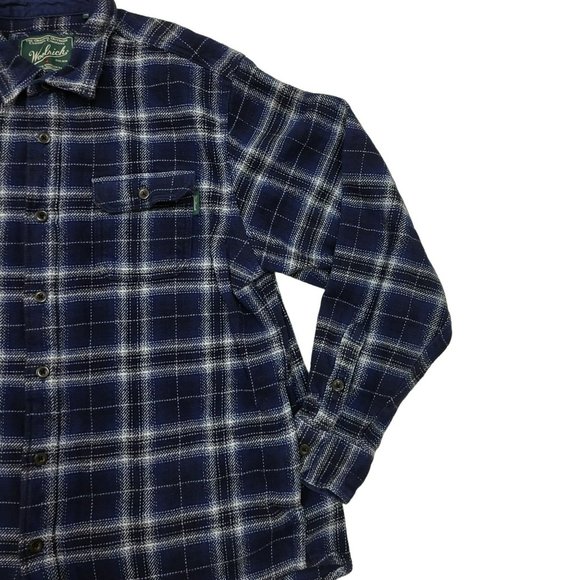 Woolrich Thick Cotton Button Down Shirt Shacket Blue Plaid Men's XL - Picture 7 of 15